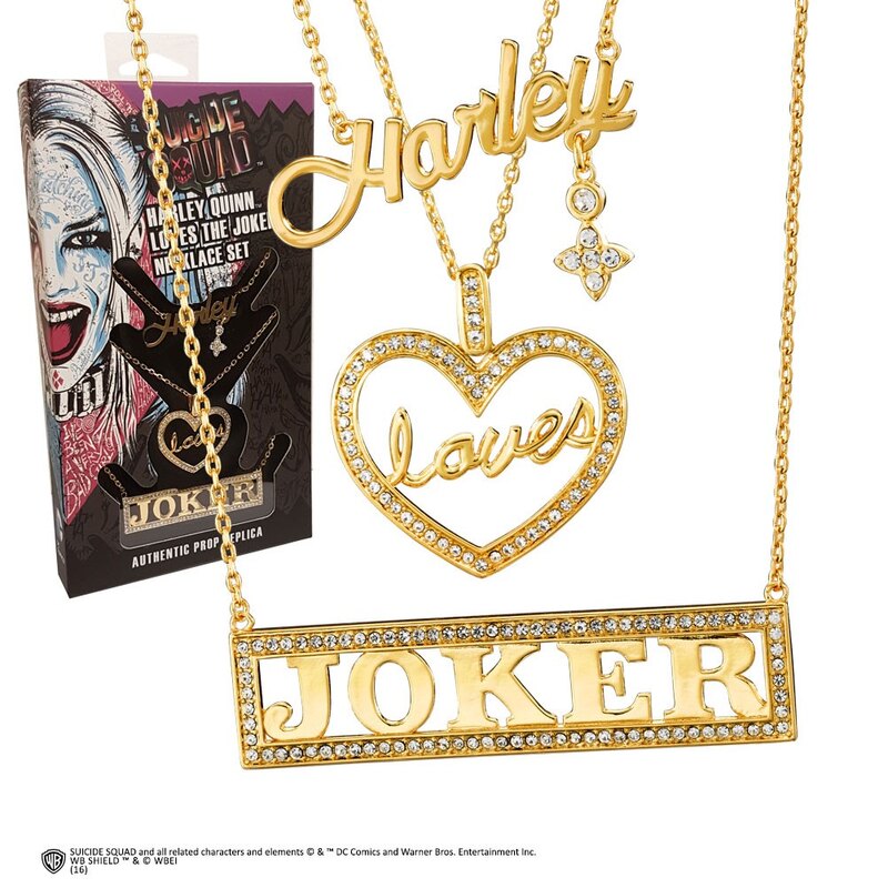 Suicide Squad Replica 1/1 Harley Loves Joker Necklace Set (gold-plated)