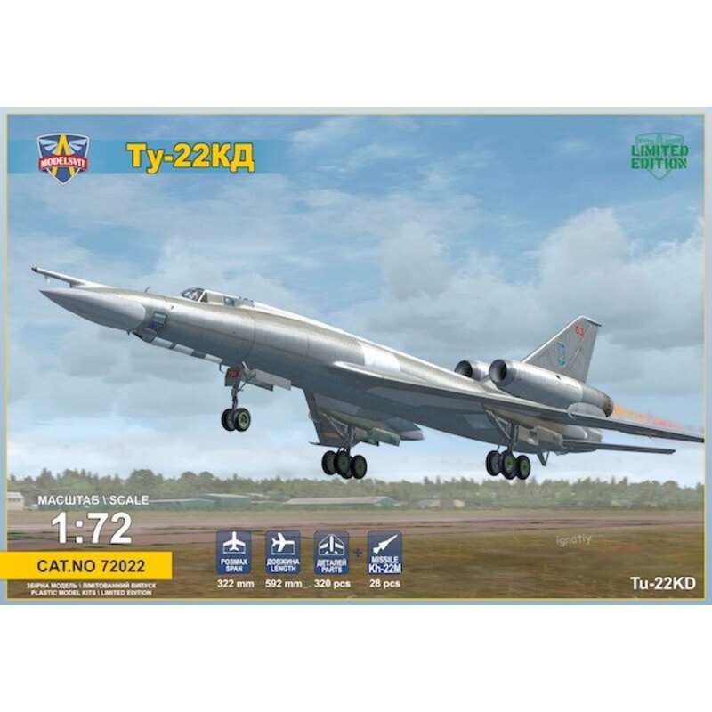 Tupolev Tu-22KD Shilo (Blinder B) bombardiere medio. Contiene anche un missile Kh-22M (AS-4 Kitchen) ed è carrello di trasporto