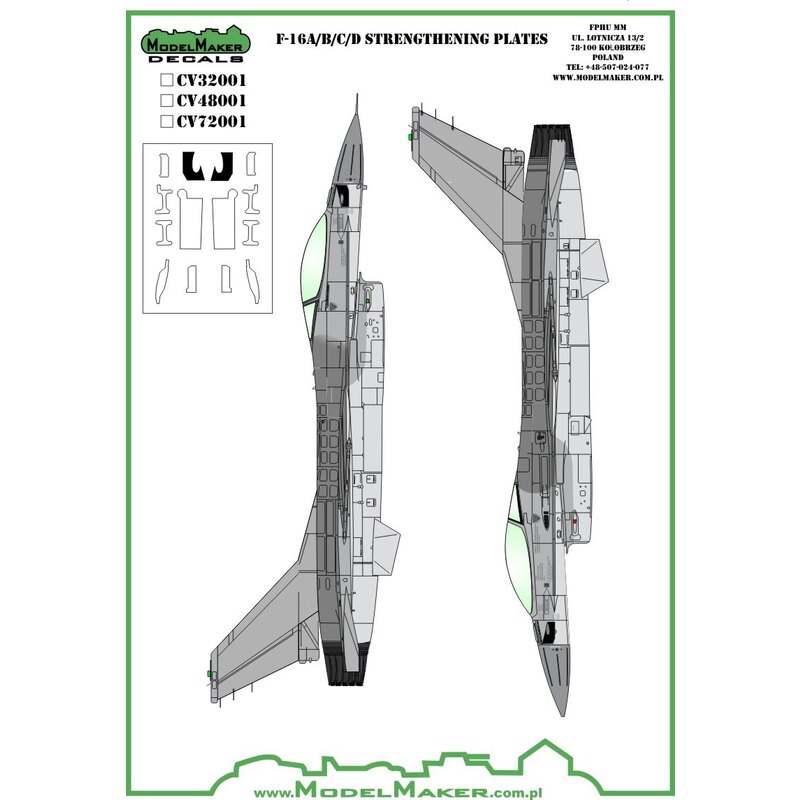 General-Dynamics F-16A / F-16B / F-16C / F-16D rafforzamento piastre - vinile [Lockheed-Martin]