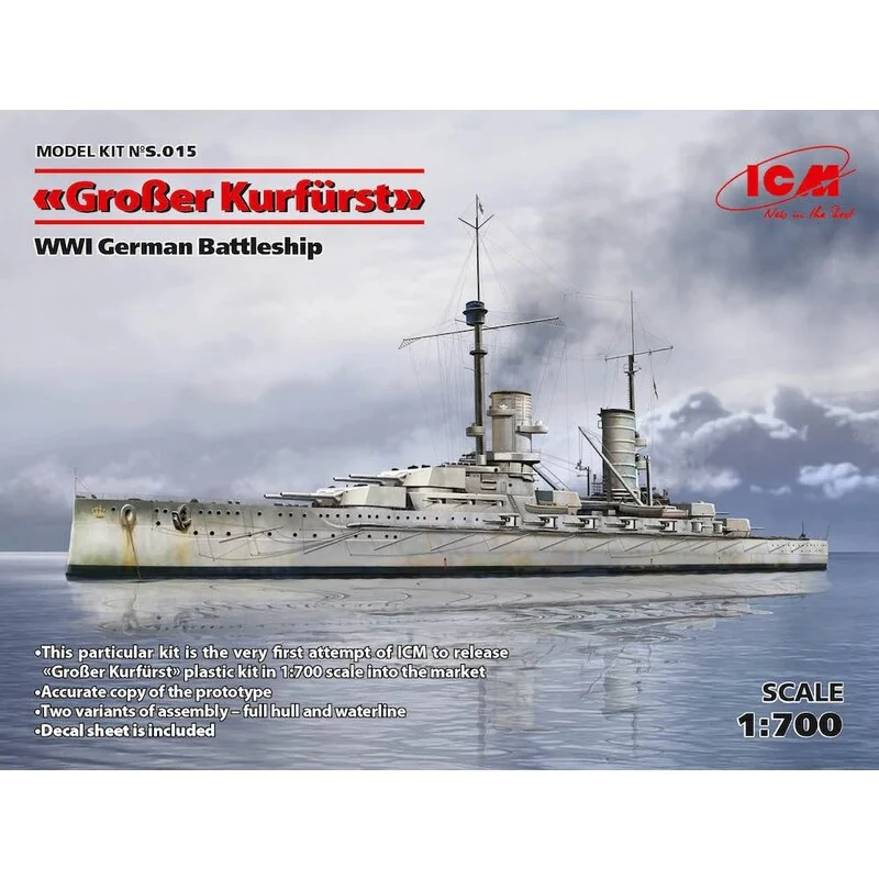 Grosser Kurfurst (completa dello scafo e la linea di galleggiamento), la prima guerra mondiale tedesco Battleship & proiettile; 