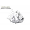 MetalEarth: ICONX - PIRATE BOAT THE PEARL NERO 14.61x4.45x11.43cm, modello in metallo 3D con 2 fogli, in scatola 13,5x22x2cm, 14