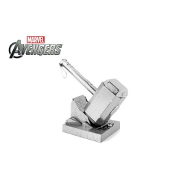 MetalEarth: AVENGERS / THOR'S HAMMER Mjolnir 7.5x4.5x7.8cm, modello in metallo 3D con 2 fogli, su carta 12x17cm, 14+