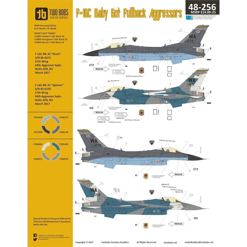 Decalcomania Lockheed-Martin F-16C Combattere il Falco 'Baby Got Fullback' Aggressori. Il nuovo schema Aggressore Shark insieme 