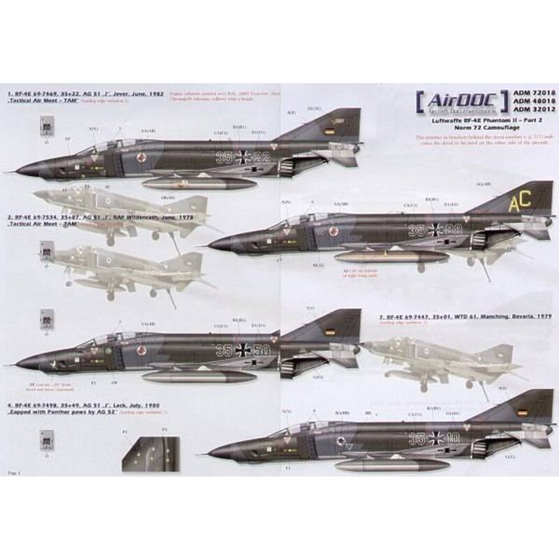 Decalcomania McDonnell RF-4E Phantoms Luftwaffe Parte 2 Norm 72 Camuffamento