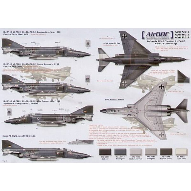 Decalcomania McDonnell RF-4E Phantoms Luftwaffe Parte 2 Norm 72 Camuffamento