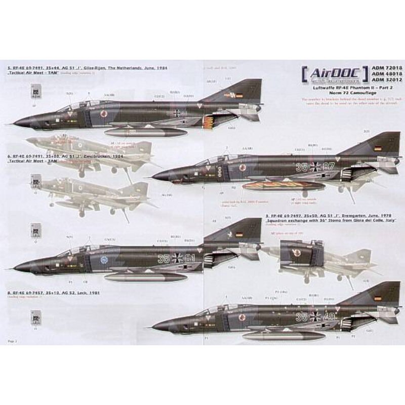 Decalcomania McDonnell RF-4E Phantoms Luftwaffe Parte 2 Norm 72 Camuffamento