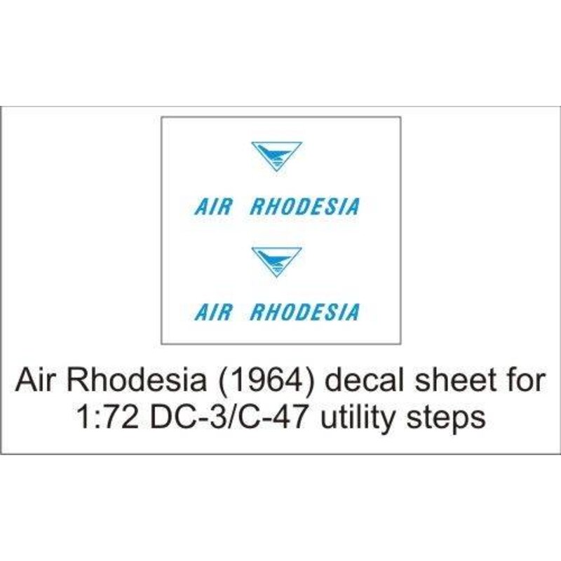 Decalcomania Rhodesia-64 decal sheet-1: 72 passaggi di utilità DC-3.