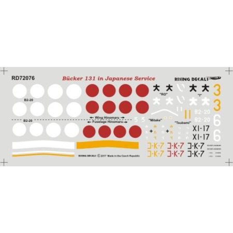 Decalcomania Bucker Bu-131 in servizio giapponese (8 x camuffamento)