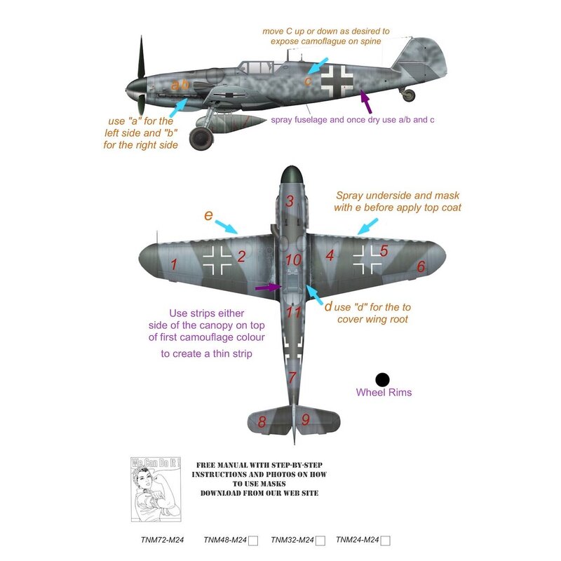 Messerschmitt Bf-109G WNF Camouflage pattern paint Mask