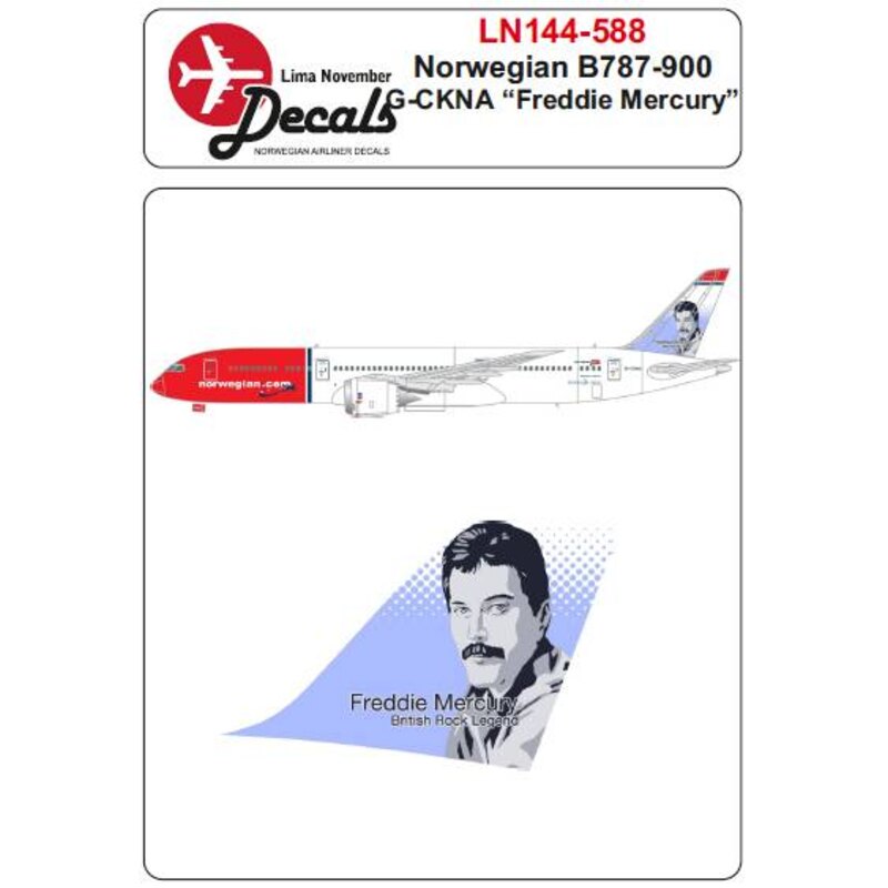 Decalcomania Norvegese Boeing 787-900 G-CKNA Freddie Mercury