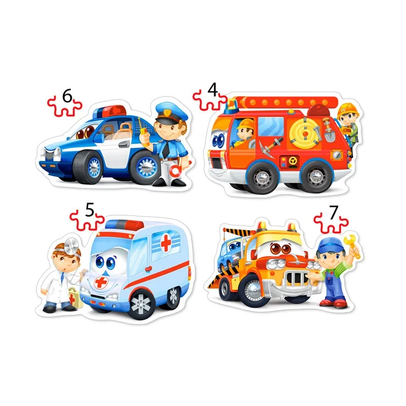 Puzzle Servizi di salvataggio, 4x Puzzle (4 + 5 + 6 + 7) parte