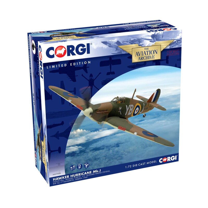 Hawker Hurricane MkI YB-J, Winged Popeye PO Leonard Walter Stevens No.17 Sqn, Debden, 1940 1:72