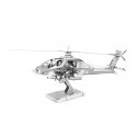 MetalEarth Aviation: AH-64 APACHE 12.2x12.2x5.5cm, modello metallo 3D con 2 fogli, su carta 12x17cm, 14+