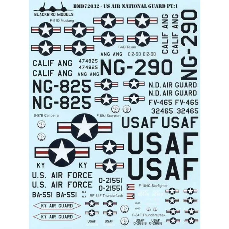 Decalcomania US Air National Guard Pt: 1US Air National;Guard Pt: 1 North-American AT-6A Texan NG-290 194th FS California ANG an