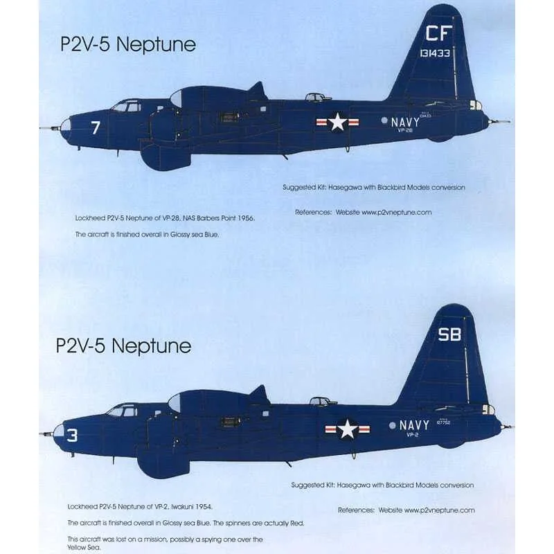 Decalcomania US Navy Lockheed Neptune P2V-5 Neptune - VP-2 e VP-28