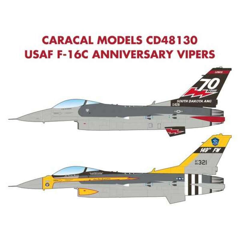 Decalcomania Vipere Anniversarie USAF Lockheed-Martin F-16C La nostra ultima scheda Viper fornisce i segni per due schemi annive