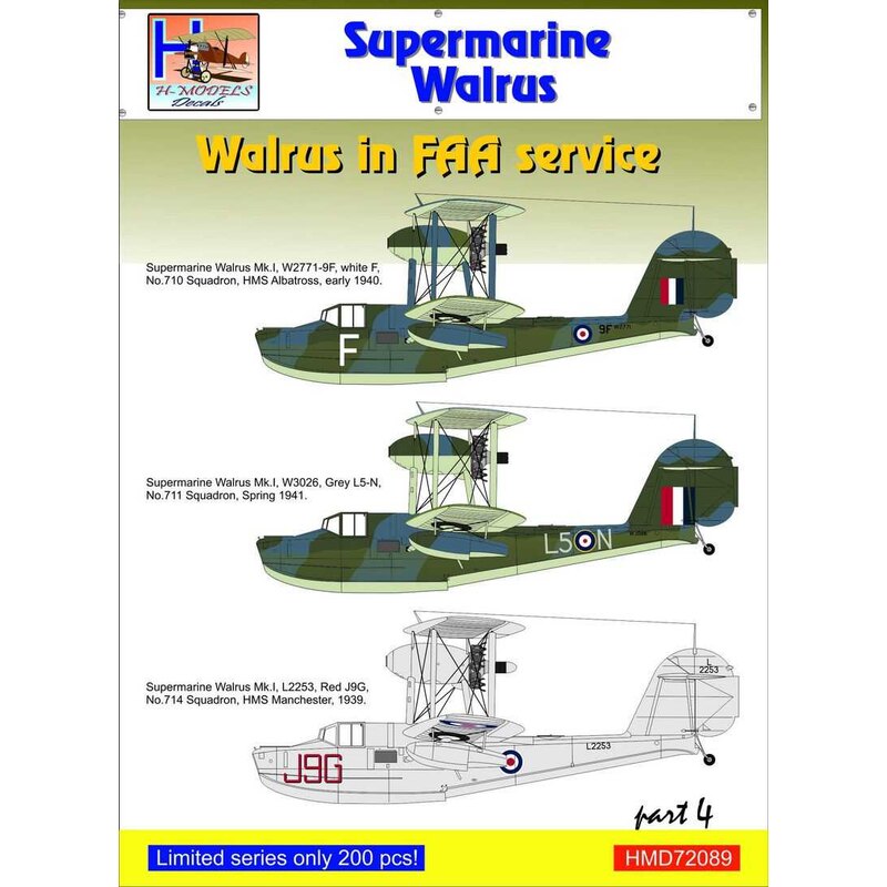 Decalcomania Supermarine Walrus Mk.I nel servizio FAA, Pt.4