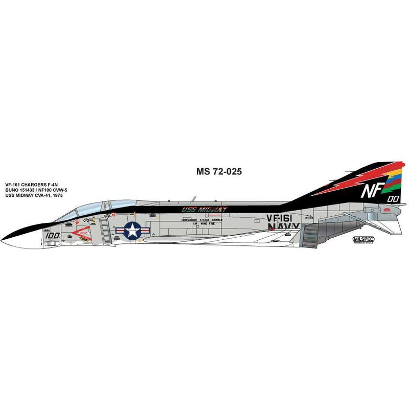 Decalcomania McDonnell F-4N Phantom VF-161 CHARGERS. Includes stencils