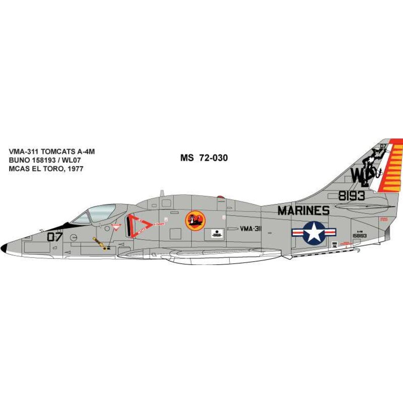 Decalcomania Douglas A-4F Skyhawk VMA-311 'TOMCATS' 1977 MCAS EL TORO