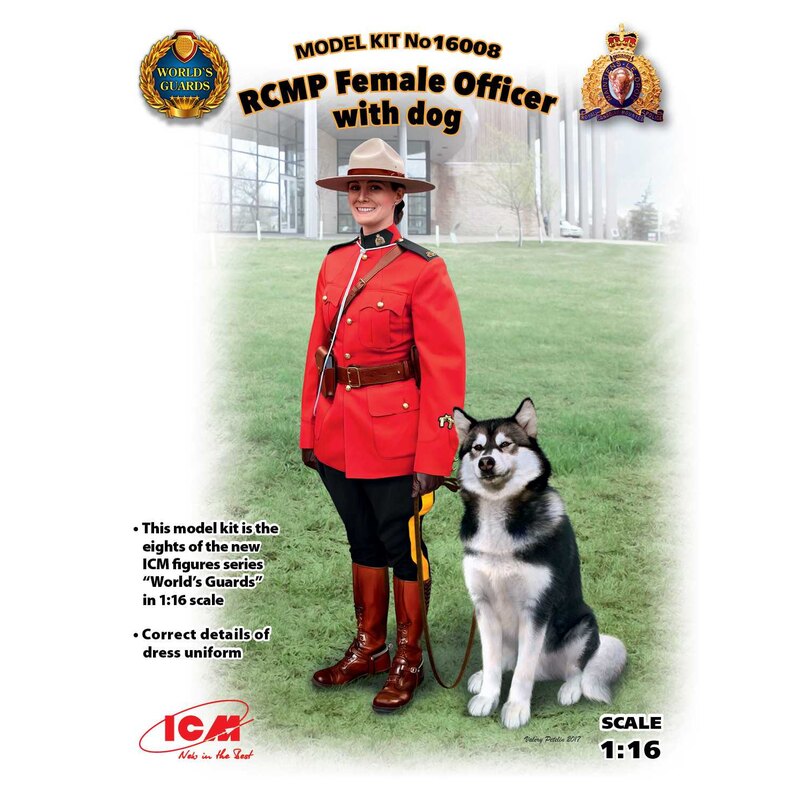Figurini Ufficiale femminile RCMP con cane (100% nuovi stampi)