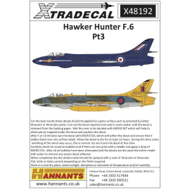  Decalcomania Hawker Hunter F.6 Pt 3 (9) XF383 R Day Fighter Combat School RAF Stradishall 1961; XF418 / 16 Tactical Weapons U