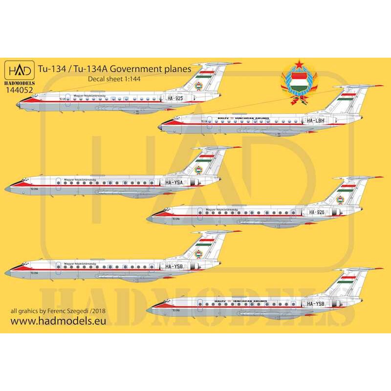 Decalcomania Tupolev Tu-134 - Tu-134A Aerei governativi