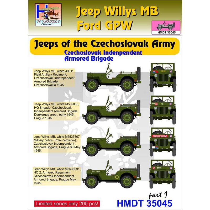 Willys Jeep MB / Ford GPW: Jeep dell'esercito cecoslovacco, Pt.1