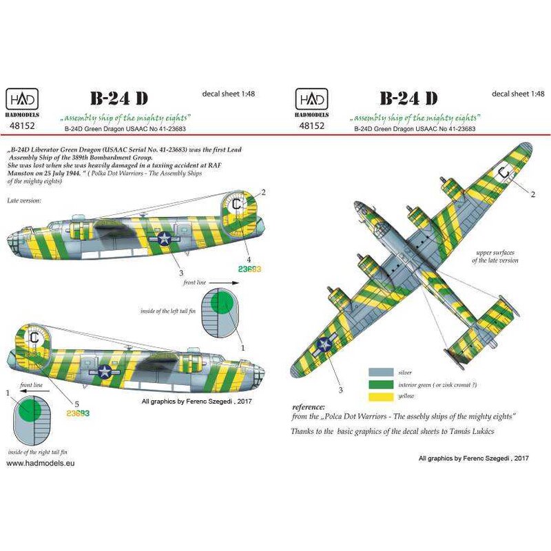 Decalcomania Consolidato B-24D Liberatore 'Green Dragon' USAAF