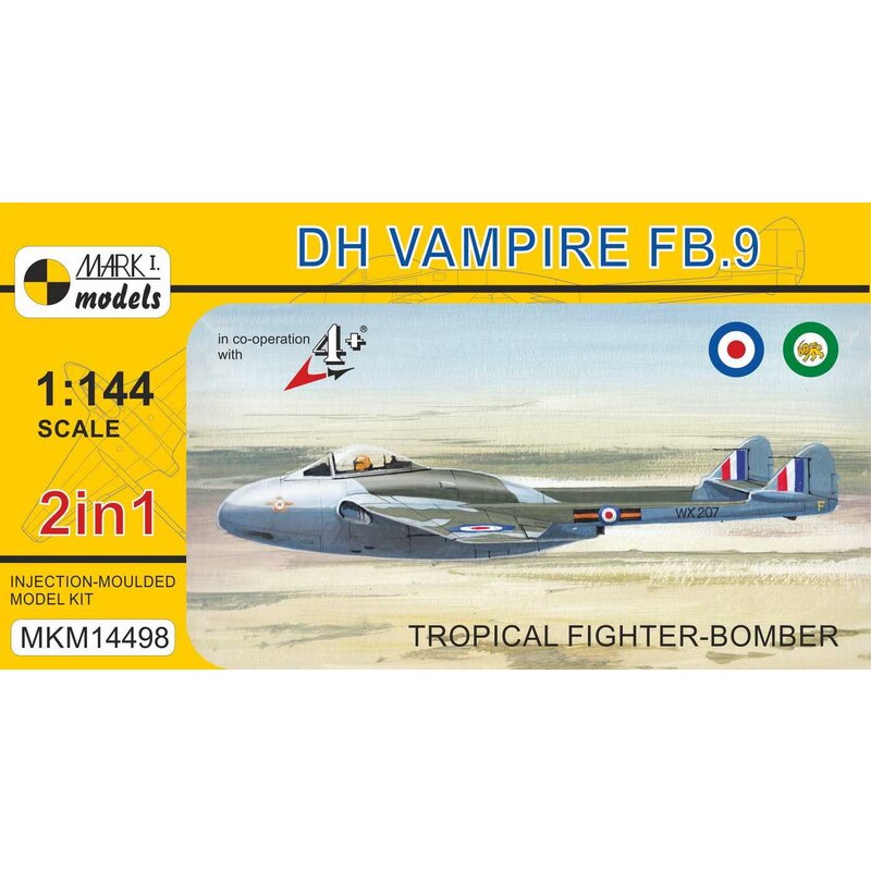 de Havilland Vampire FB.9 'Tropical Fighter-Bomber' (2in1 2 kit in 1 scatola) (RAF, RhAF) Il de Havilland Vampire era un jet da 