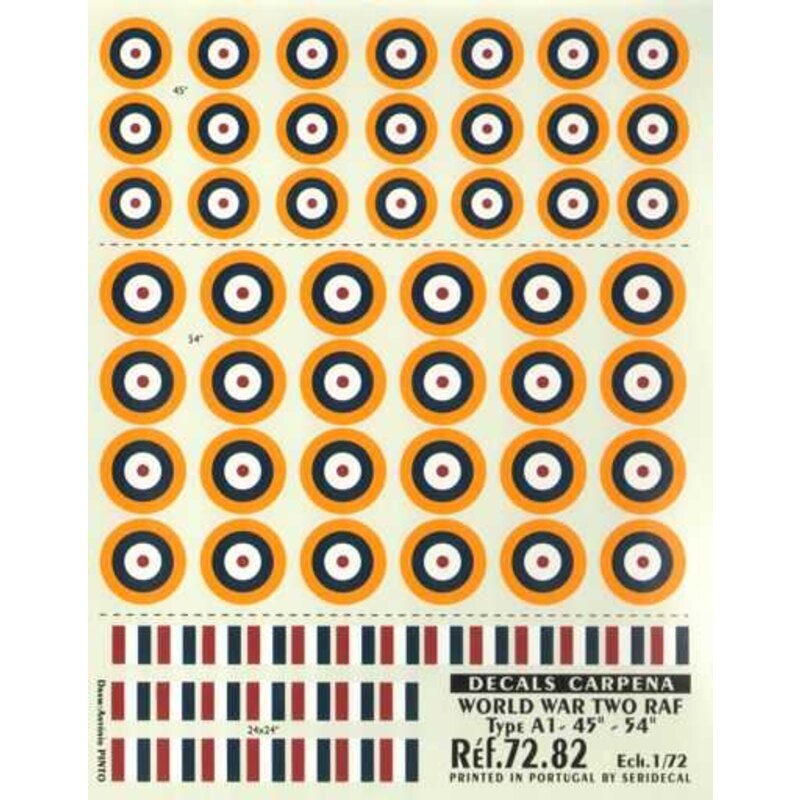 Decalcomania RAF Type A1 Roundels/National Insignia -45 -54