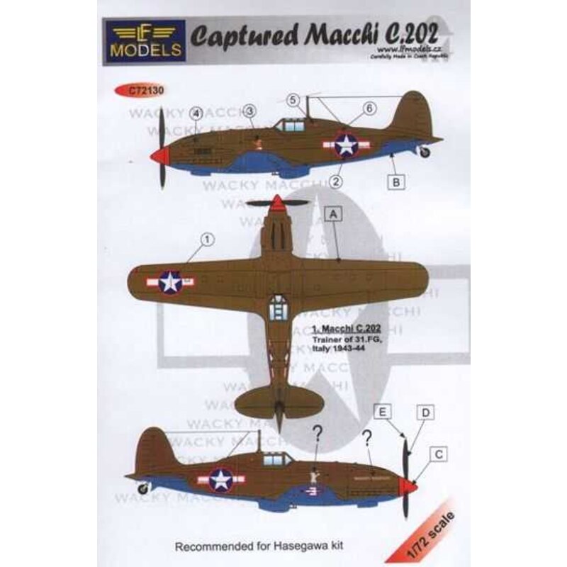 Decalcomania Captured Macchi C.202 (Designed to be used with Hasegawa kits)