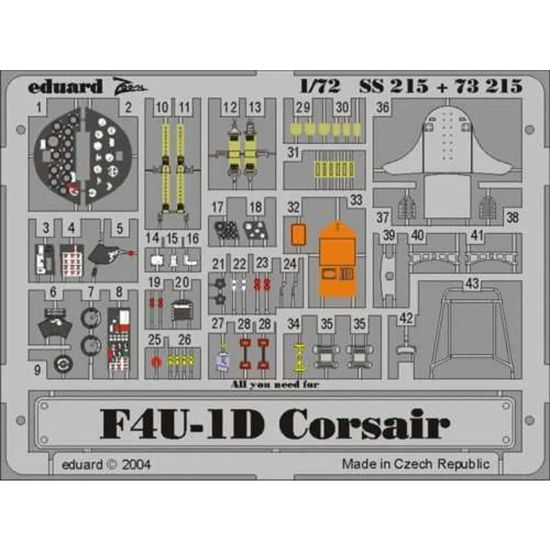 Vought F4U-1 Corsair PRE-PAINTED IN COLOUR! (per i kit modello da Tamiya) This Zoom set is a simplified version of the standard 