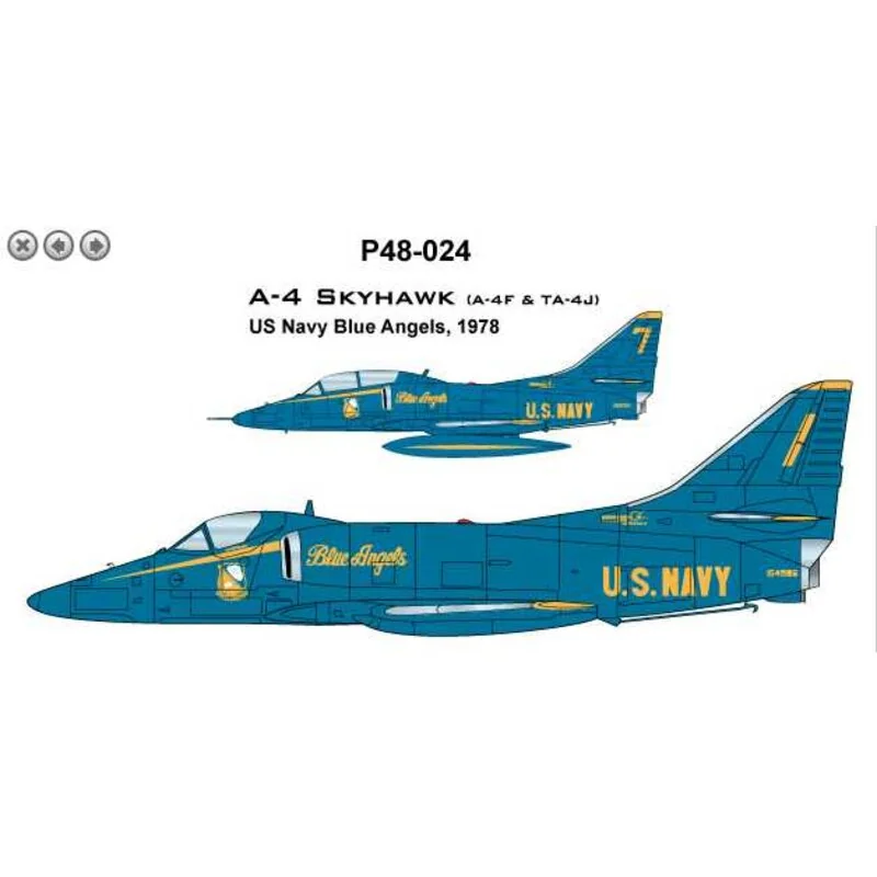 Decalcomania Douglas A-4 / Ta-4 Skyhawk Blue Angels USN 1978 volo dimostrativo della squadra