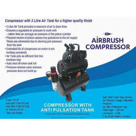  Airbrush Compressor with anti pultsation Tank (To be used with Badger Airbrushes) 