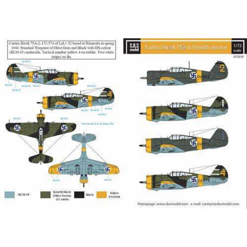 Decalcomania Curtiss Hawk 75A in servizio finlandese [75A-2 75A-3]