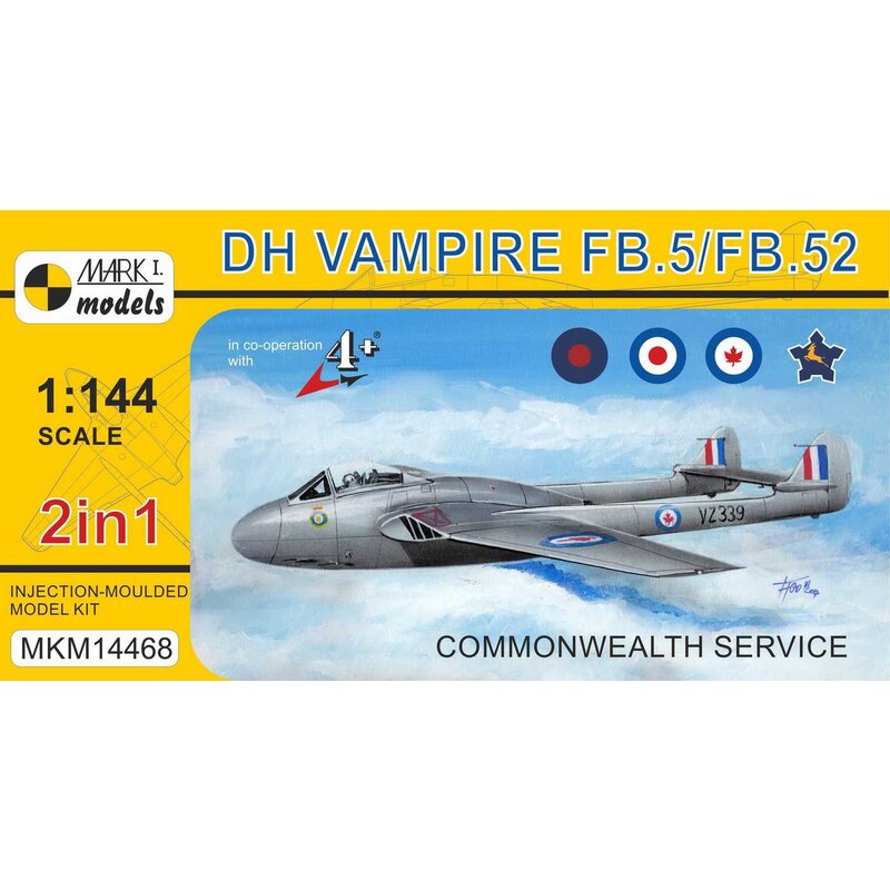 De Havilland Vampire FB.5 / FB.52 Commonwealth Service (2 in 1 kit in 1 casella) (RAF, RAuxAF, RCAF, SAAF) Il de Havilland Vam