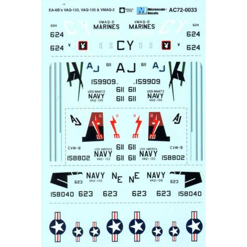 Decalcomania Grumman EA-6B VAQ-133, VAQ-135 e VMAQ-2
