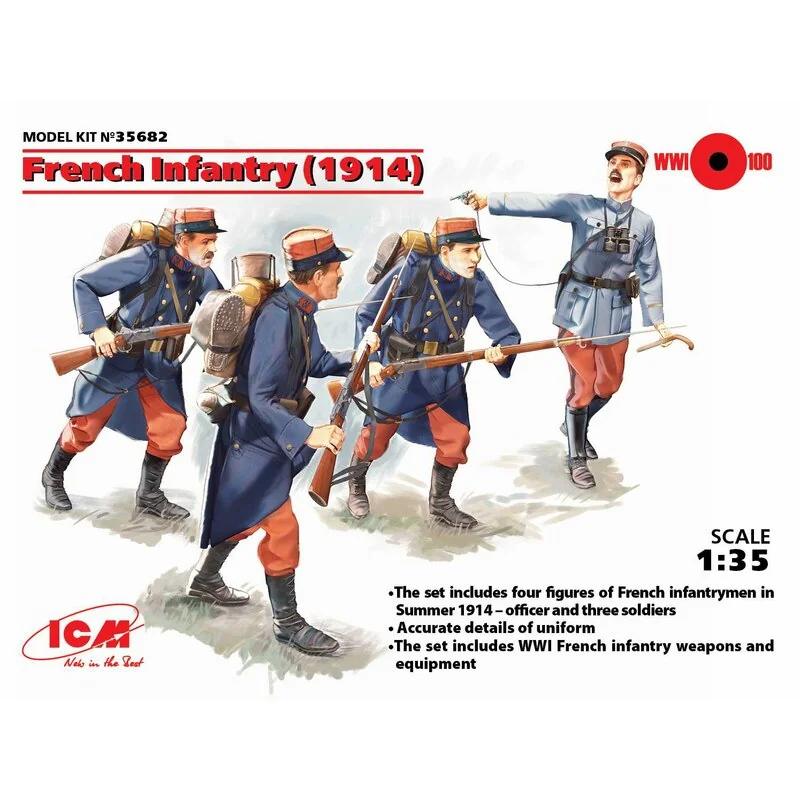 Fanteria Francese 1914 (4 x figure) completamente nuovo kit muffa