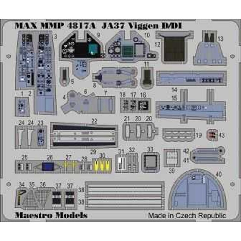 Saab JA-37 Viggen JA-37D / JA-37DI Viggen cockpit dettaglio impostato