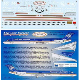  Decalcomania MD-80 MIDWEST EXPRESS Fleet registrations