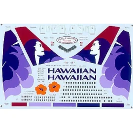 Decalcomania Boeing 767 HAWAIIAN Airlines 2002 scheme. All Registration and names. Revised and reprinted for use on either the R