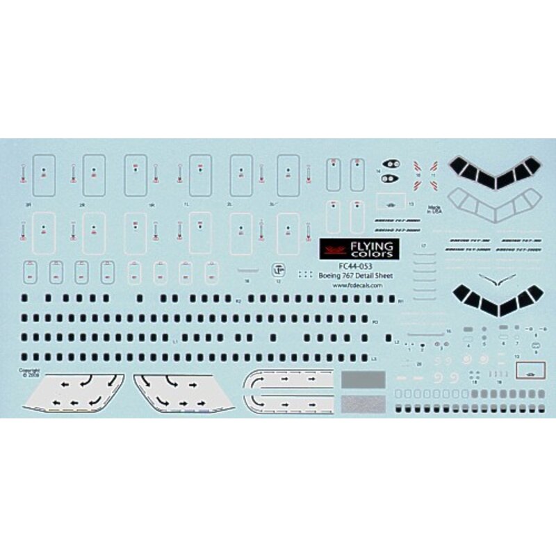 Decalcomania Boeing 767 Detail Sheet.. Includes Doors windows etc.