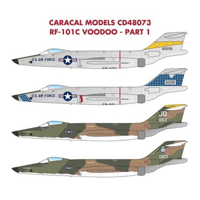 Decalcomania USAF McDonnell RF-101C Voodoo.Opzioni di marcatura multiple per velivoli da ricognizione fotografica Voodoo USAF RF