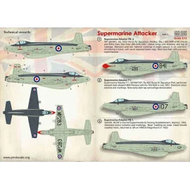 Decalcomania Supermarine Attacker Part-1 1. Supermarine Attacker FB.2, WP 283/841, No 1833 Naval Air Squadron, Honiley. Sky (BS-