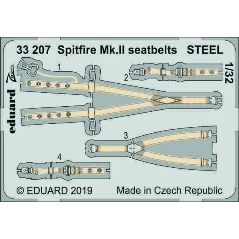 Cintura di sicurezza Supermarine Spitfire Mk.IIa STEEL (progettata per essere utilizzata con i kit Revell)