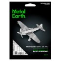 MetalEarth Aviation: MITSUBISHI ZERO 12.5x10x2cm, modello in metallo 3D con 1 foglio, su carta 12x17cm, 14+