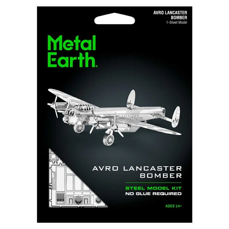 MetalEarth Aviation: BOMBARDIER LANCASTER 13.08x8.72x2.58cm, modello in metallo 3D con 1 foglio, su carta 12x17cm, 14+