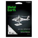 MetalEarth Aviation: AH-64 APACHE 12.2x12.2x5.5cm, modello metallo 3D con 2 fogli, su carta 12x17cm, 14+