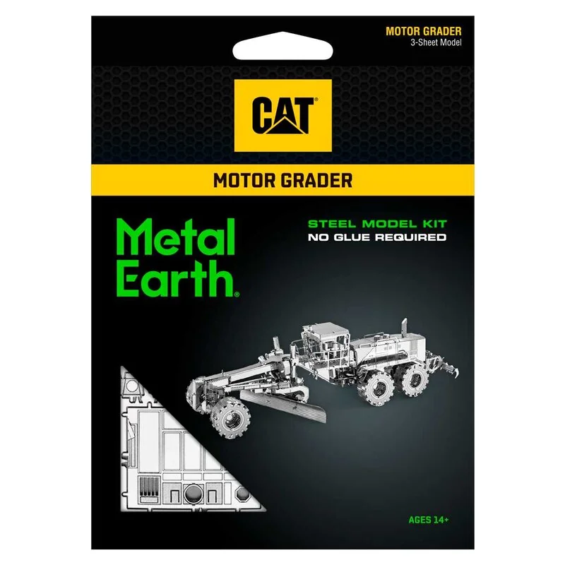 MetalEarth: CAT / LEVELER, modello in metallo 3D con 3 fogli, su carta 12x17cm, 14+