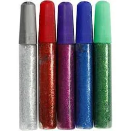 Colla glitter, 10 ml, colori asst., 5pz